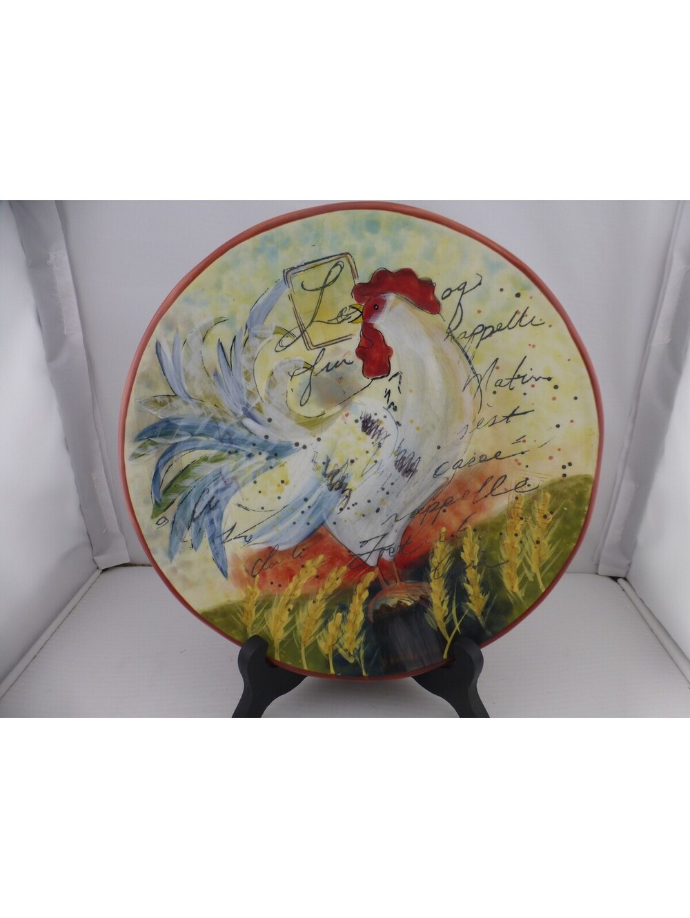 Certified International 8.35" Susan Winget "Bonjour" Rooster Wheat Plate H4